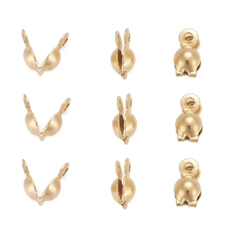 Ion Plating(IP) 304 Stainless Steel Bead Tips Calotte Ends Clamshell Knot Cover Golden 8x4mm Hole: 1mm kit