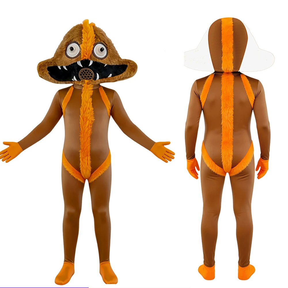 

Scary Monster Cosplay Bodysuit Costume, Brown Full Body Jumpsuit with Mask, Halloween Outfit for Kids & Adults Themed Parties