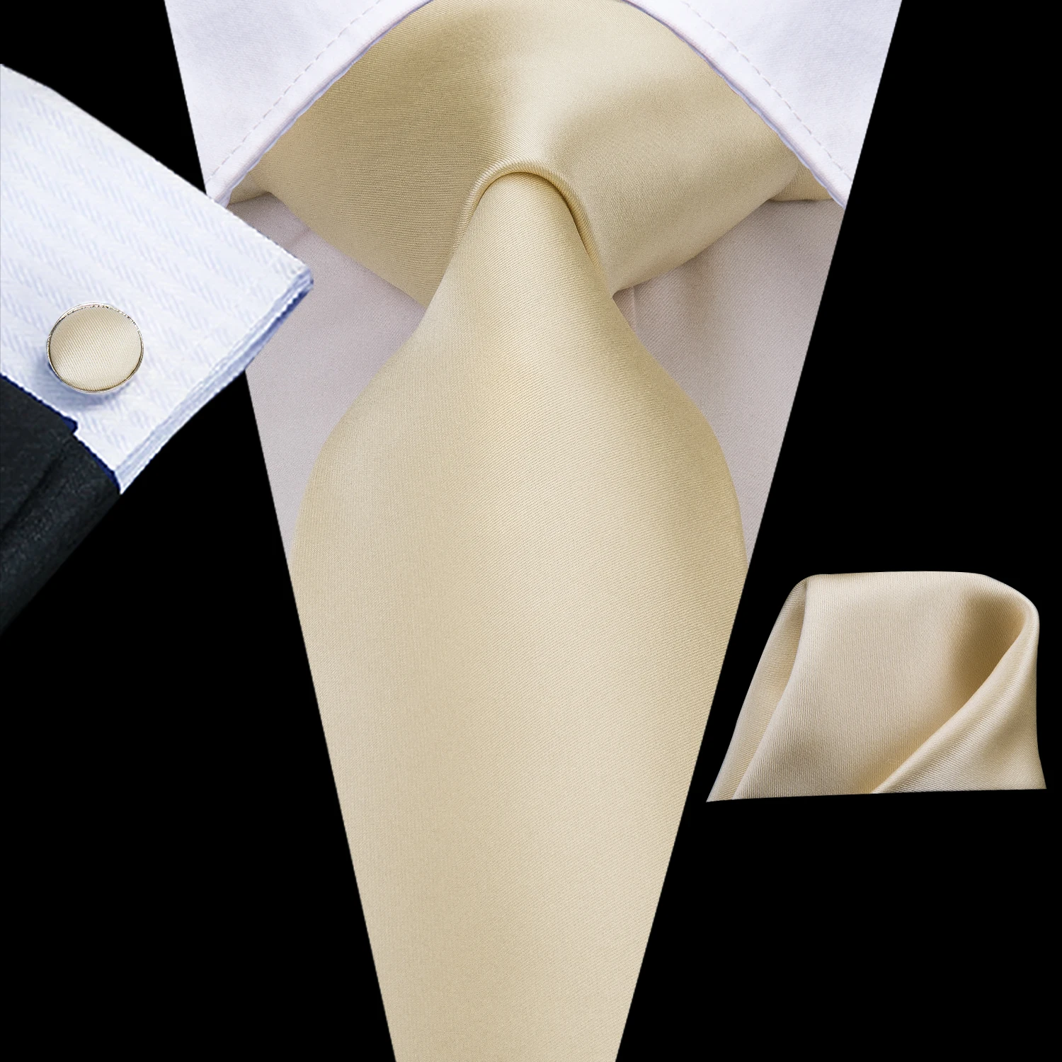 Tie Set for Men, 3-Piece Wedding Accessories with Cufflinks & Pocket Handkerchief, Striped/Floral Design