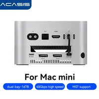 Carcasa de almacenamiento Acasis Pro compatible con Thunderbolt 4/USB 4 de 40 Gbps | Dos puertos USB-A M.2 NVMe SSD DP4K144Hz para Mac Mini M4/M4 Pro