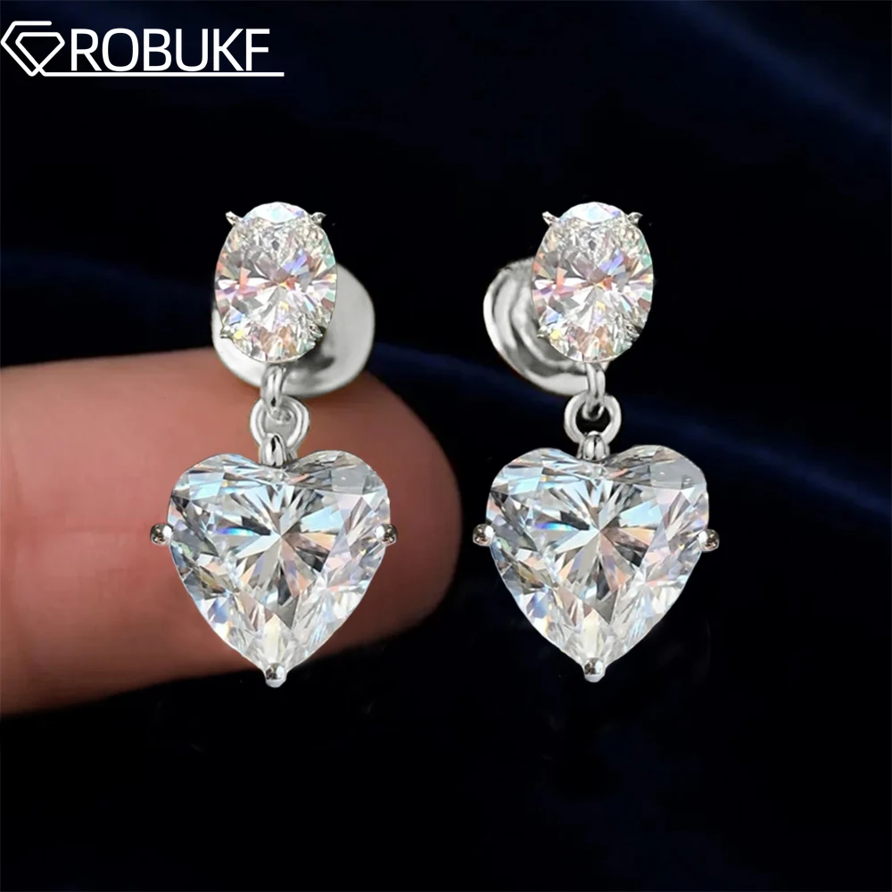 

3cttw Oval & Heart Cut Moissanite Earrings for Women 925 Sterling Silver Dangle Drop Earring Bridal Jewelrywith GRA Certified