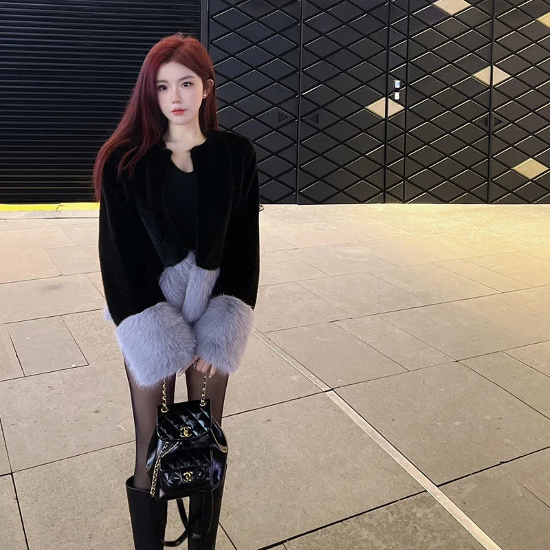 Jesień Zima Nowy Futrzany Płaszcz Damski Temperament Piękna Moda Nisza Koreański Kolor Dopasowany Imitacja Futra Lisa Płaszcz Damski 3525