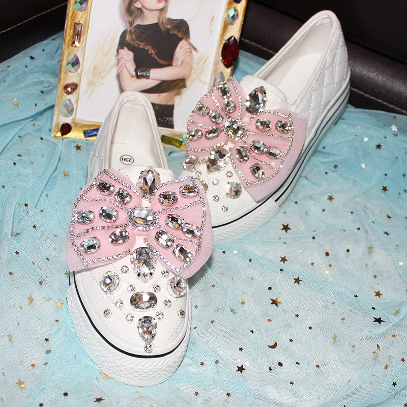 New Joker Rhinestone Soft Bottom Flat Bow Casual Shoes