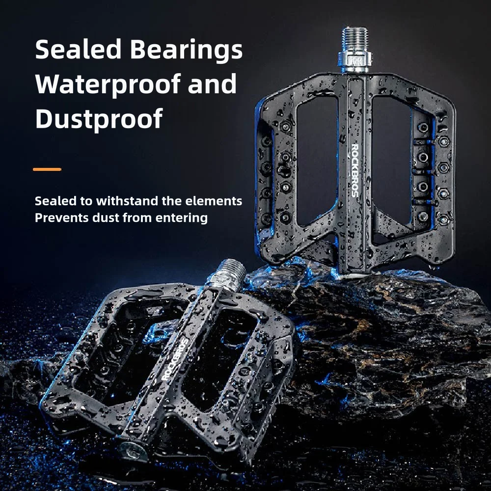 

ROCKBROS Bicycle Nylon Pedals Sealed DU Bearing Nonslip Pedal Mountain Road Anti Slip Bike Cycling Alloy MTB Pedal
