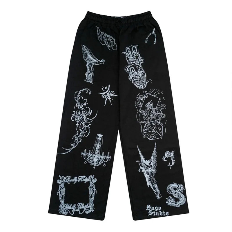 2025 Pantaloni sportivi a gamba dritta europei e americani alla moda Pantaloni da ballo jazz da donna Pantaloni hip-hop larghi casual da strada