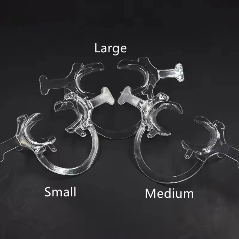 Dental Transparent C-Shape Plastic Mouth Opener with Handle for Cheek and Lip Retraction in Oral Procedures
