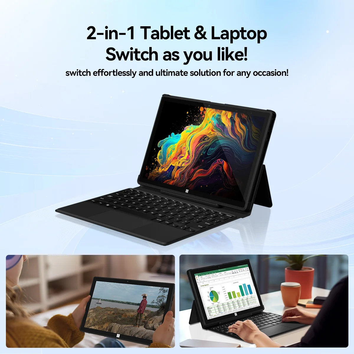 Adreamer tableta Windows de 10 pulgadas con teclado 8GB 128GB 4000mAh 2 en 1 PC tableta barata Windows 11 Intel J4125 2,4G/5G WiFi