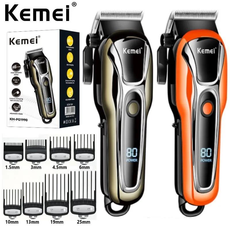 Original Kemei Barber Cordless Professional Hair Clipper for Men Beard Hair Trimmer Rechargeable Lithium High Speed motor