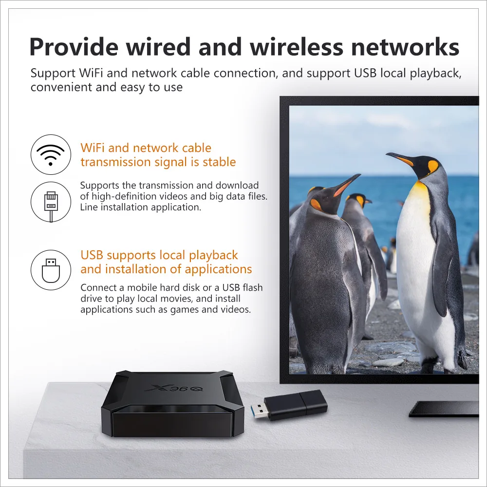 X96Q TV Box Android 10.0, Allwinner H313 Quad-Core, 2GB DDR3, 16GB EMMC, 4K HD Media Player, 2.4G WiFi Smart Set-Top Box
