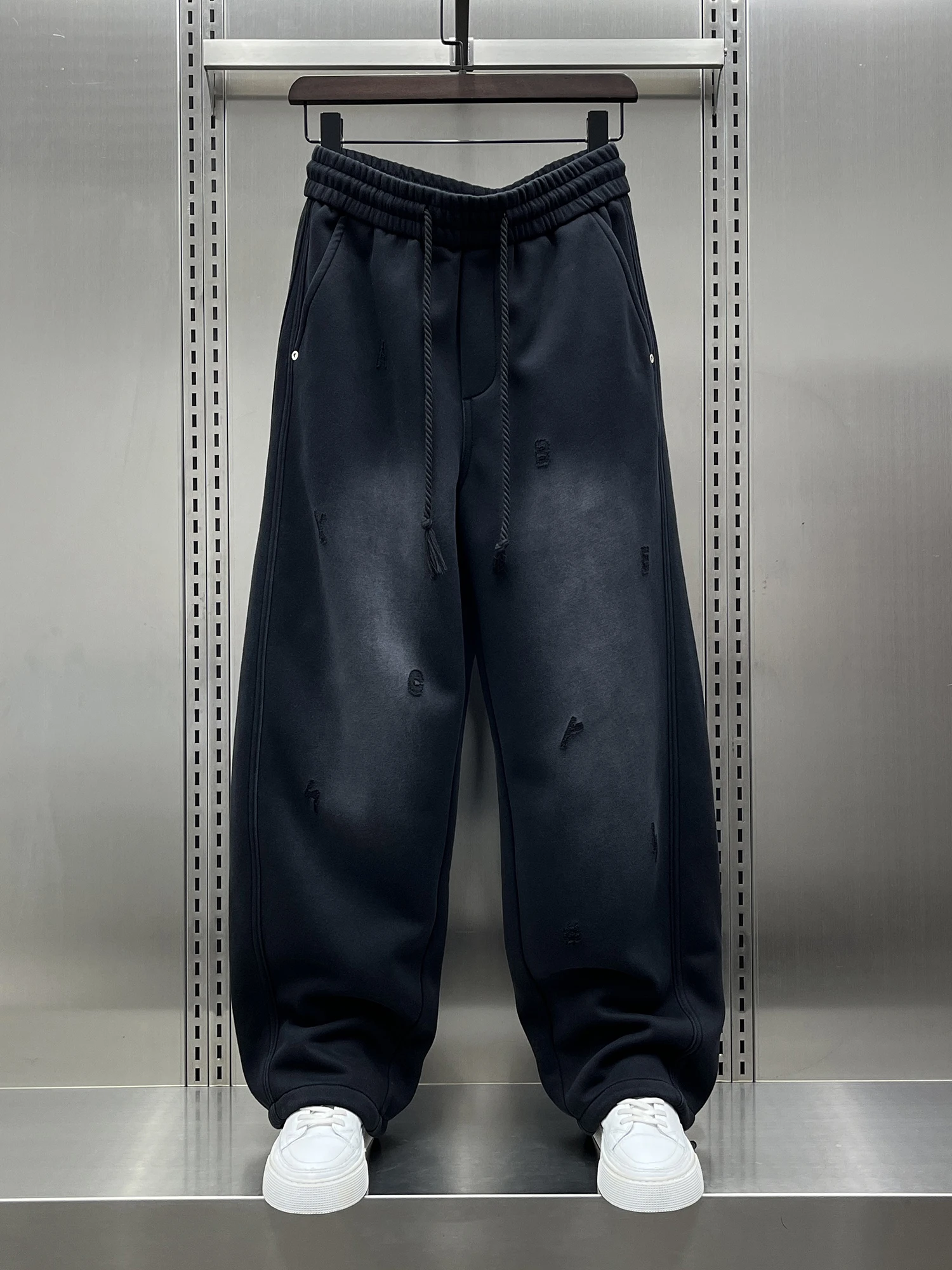 

Faionable мужские повседневные брюки на подкладке, тяжелые зимние, Новое поступление, удобный свободный крой, спортивные брюки