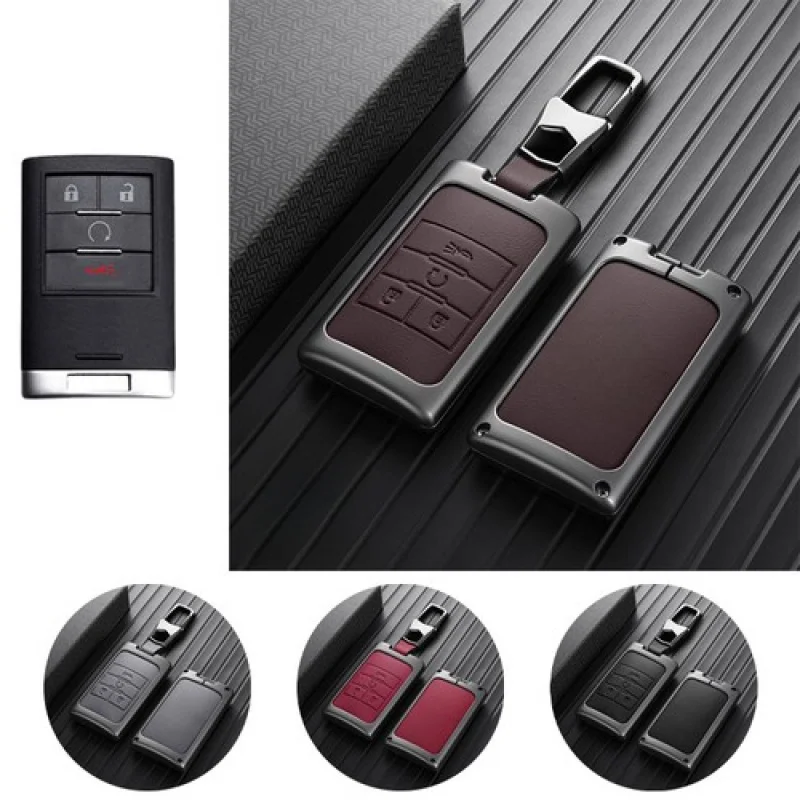 

A+ Zinc Alloy Leather Car Key Case Cover For Cadillac STS CTS ATS DTS SRX Escalade