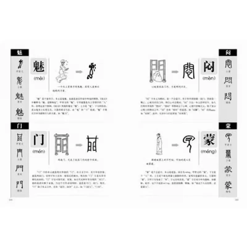 كتب اللغة الصينية القديمة 1000 حرفًا، رسوم جرافيك، شرح كتاب الكلمات - التراث الثقافي للتعلم البصري