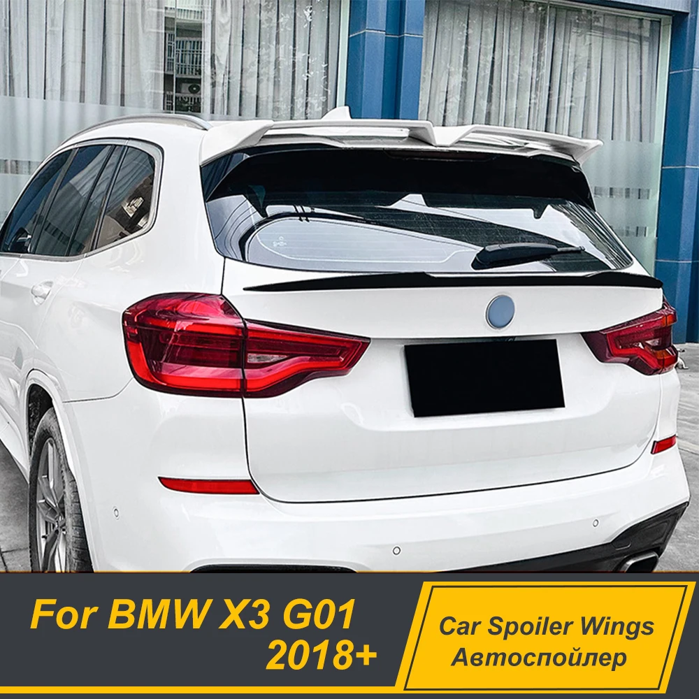 For BMW X3 G01 2018+ Rear Middle Trunk Lid Spoiler Wing ABS Plastic Black Carbon Printing Refit Exterior Tuning Accessories Part