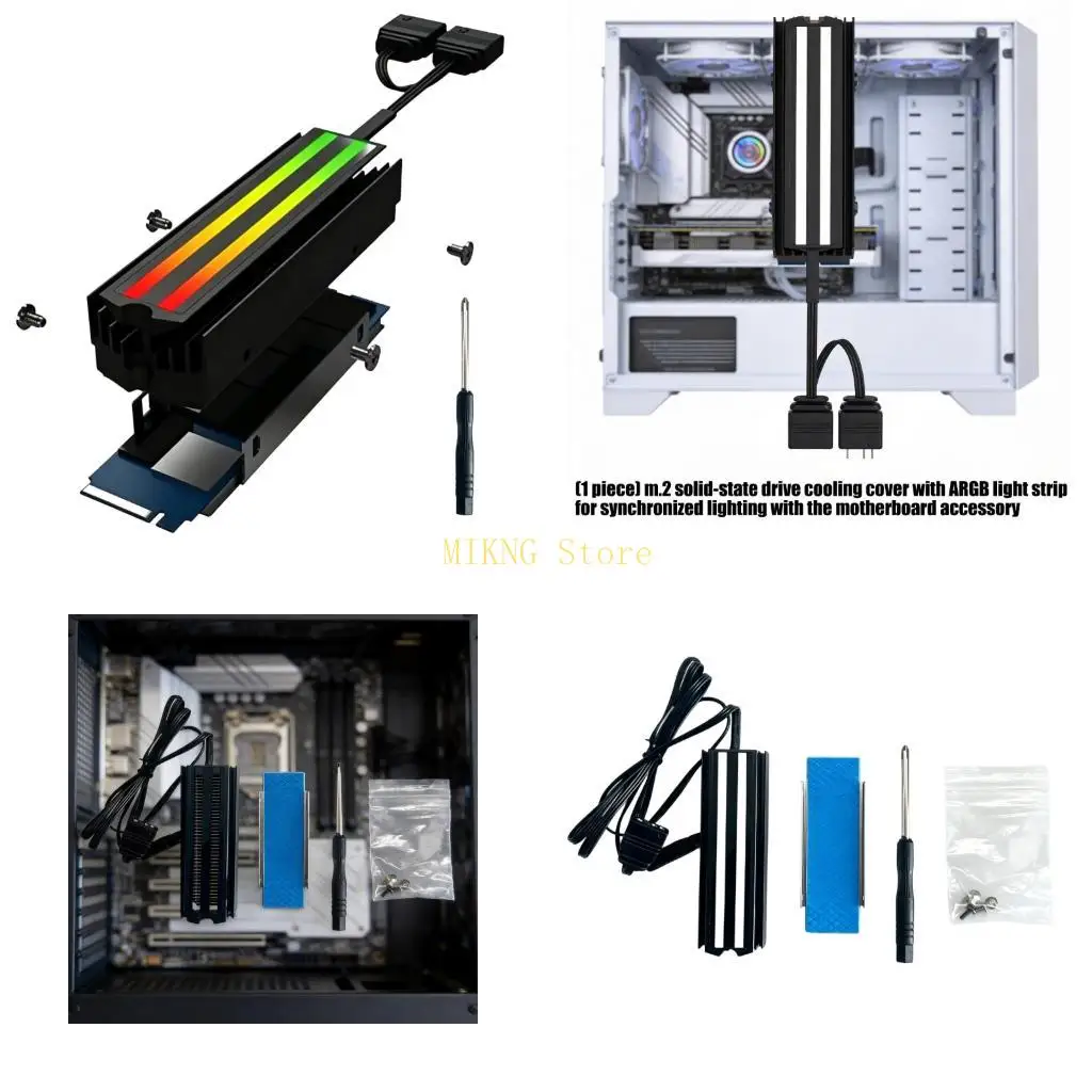 Storage Cooling M.2 SSD Heatsink with ARGB Lighting, Metal Desktop Build Access Best Sale