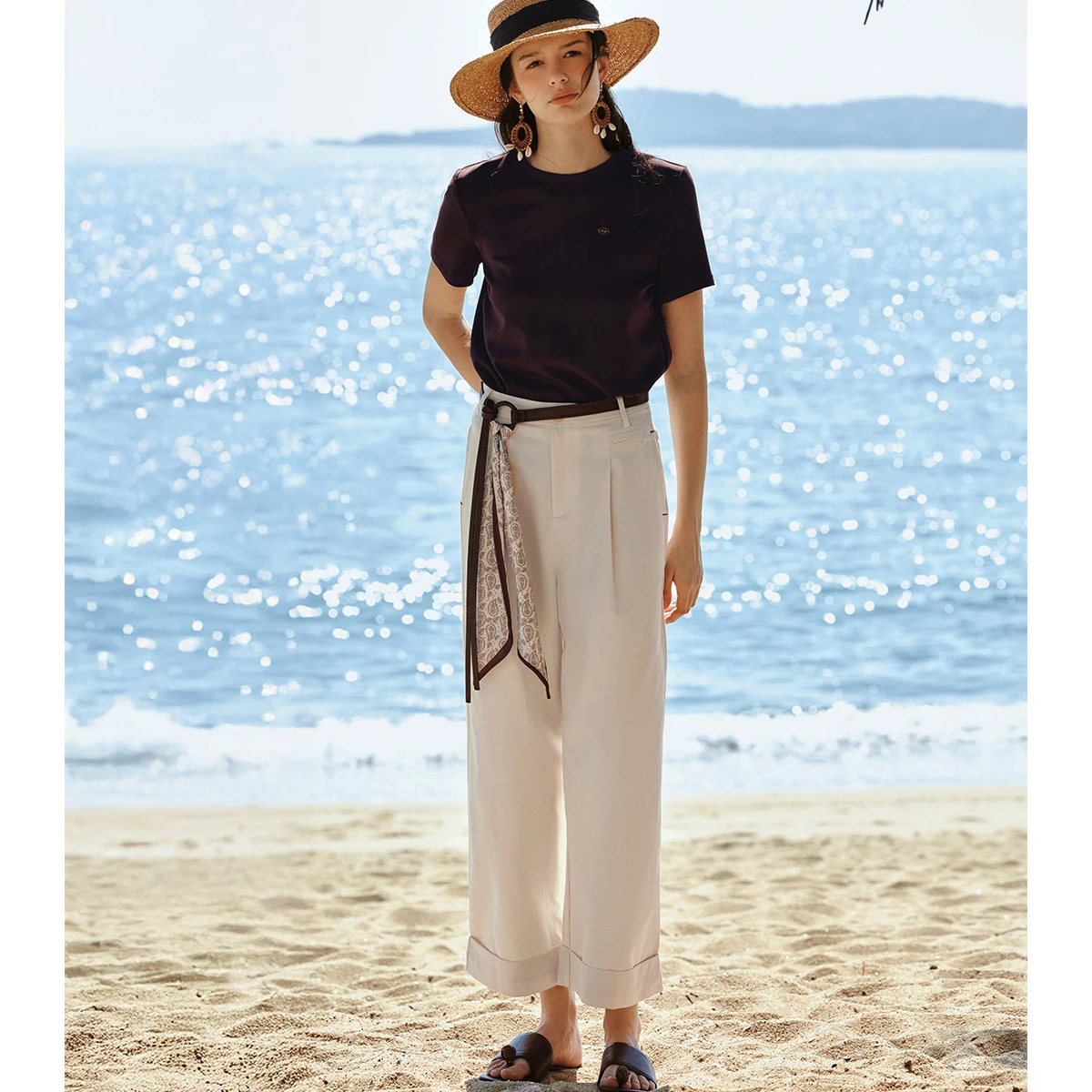 OLrain Women's Versatile Office Wide Leg Trousers 2026 Spring New Vintage Minimalist Loose Fit Straight Long Pants O58CK003288