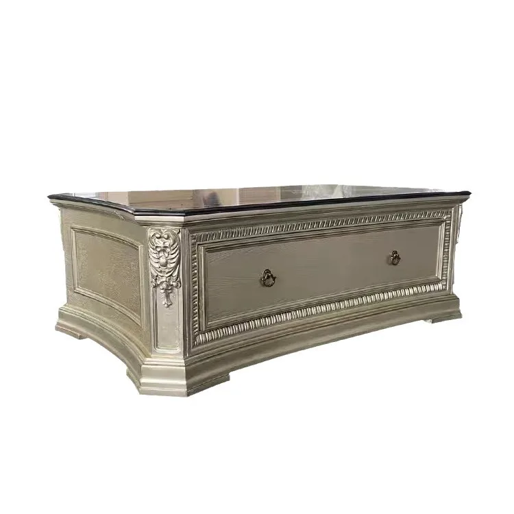 Customizable American old solid wood carving flower coffee table antique