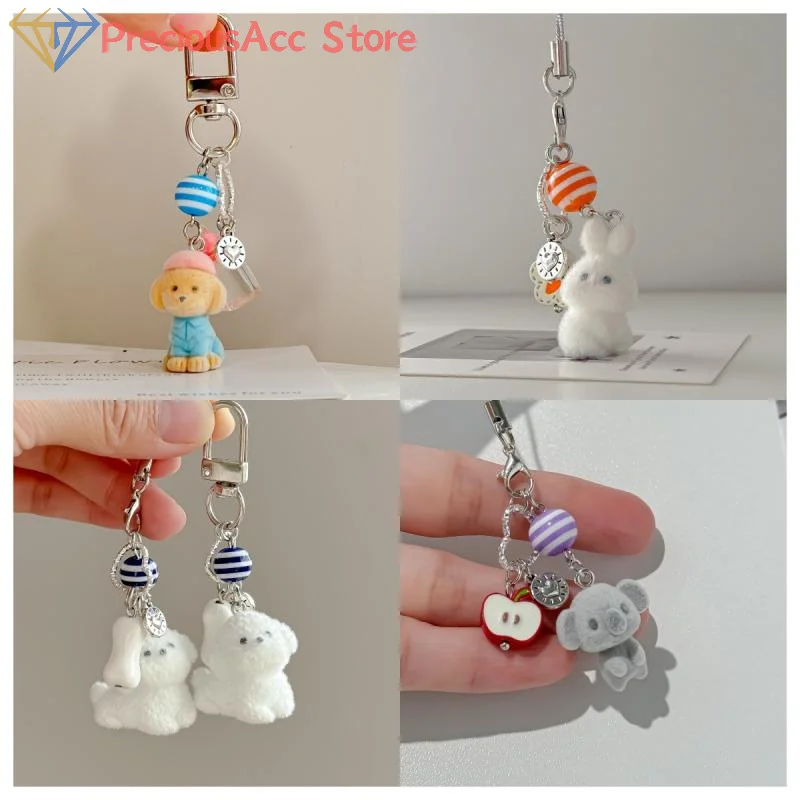 لطيف الكرتون رقيق الحيوان سلاسل المفاتيح جميل جرو أرنب بطة كيرينغ حلية المرأة حقيبة الملحقات حزام لتعليق الهاتف المحمول #3