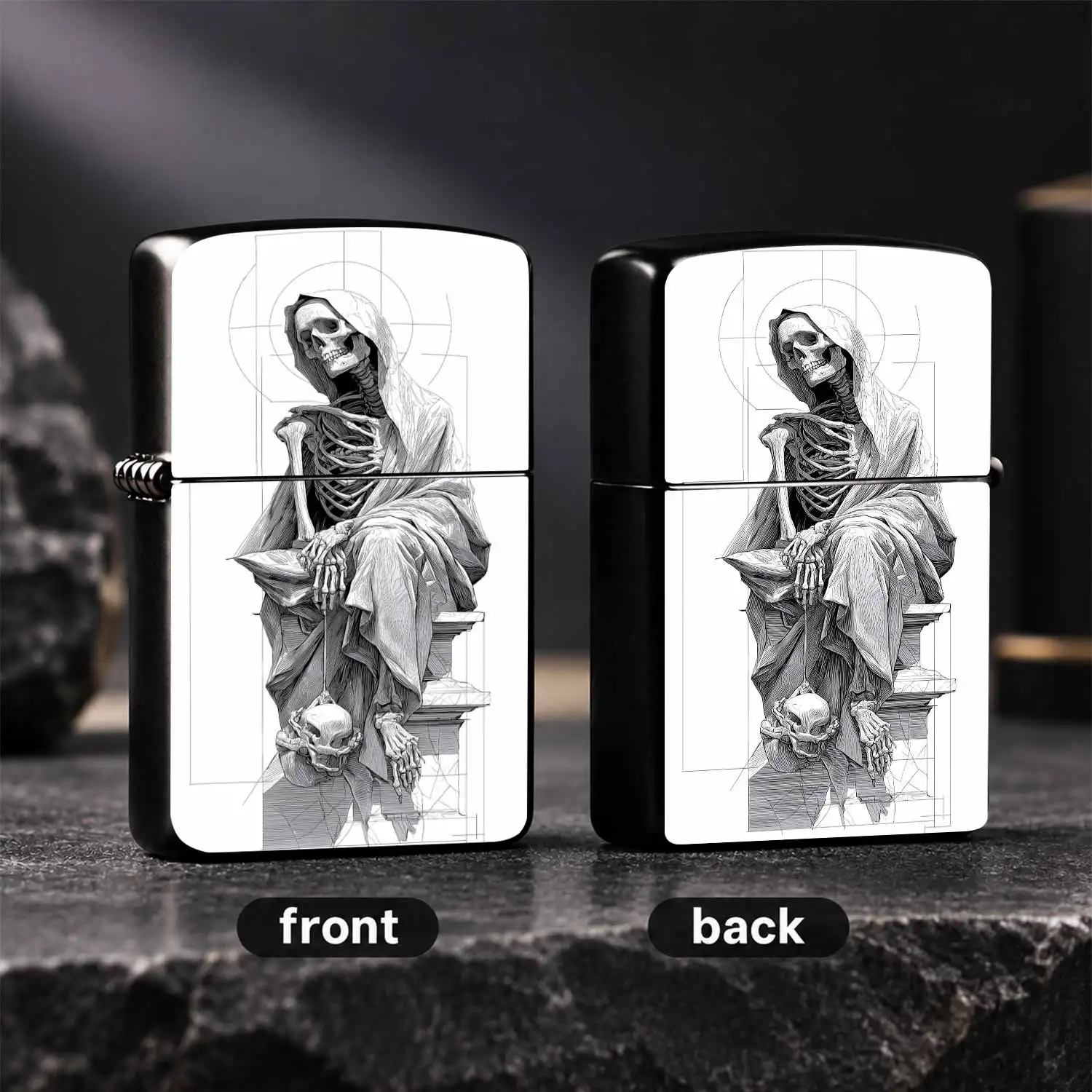 Vintage Grim Reaper Skeleton Statue Art Lighter, Dark Aesthetic Unique Stylish Portable Accessory, Chic Artistic Decor, Multipurpose Daily Use For Home Outdoor, Exquisite Festival Gift For Art Lovers A Humorous And Interesting Lighter