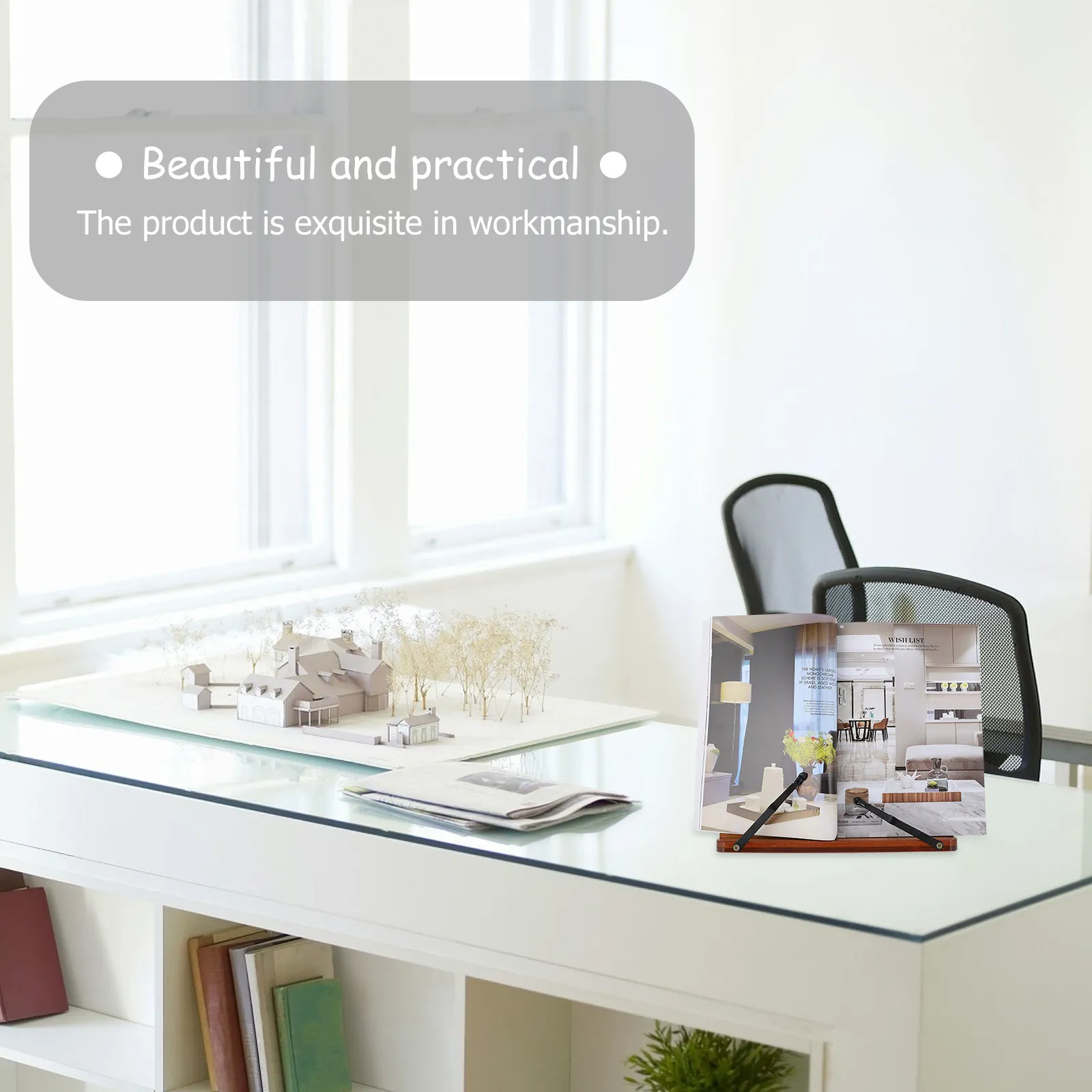 1Pcs Premium Bamboo Desktop Bookshelf Reading Stand Multifunctional Textbook Holder for Study Work Learning Simple Elegant Book