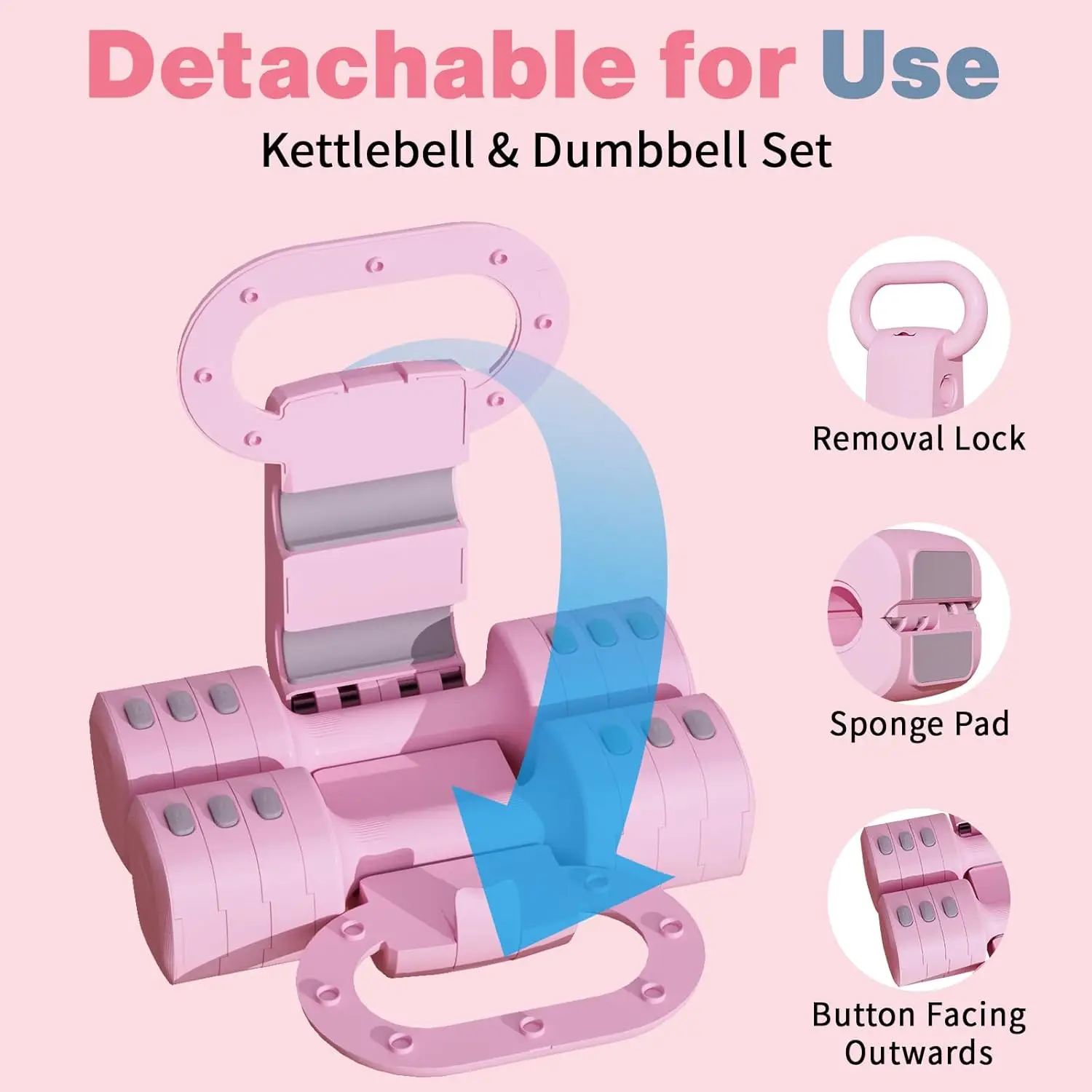 Adjustable Ergonomic Kettlebell Set 4-in-1 (5.5-12.1lbs) with Wide Handle for Women Home Gym Dumbbell Set