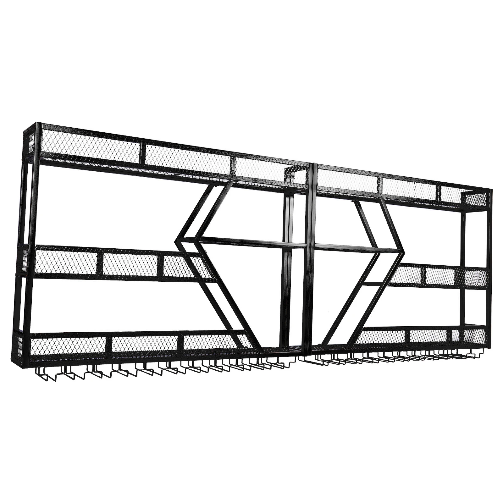 3/4段壁掛けワイン棚、金属製吊り下げワインボトルディスプレ - Home Bar Shelf のレビューと価格