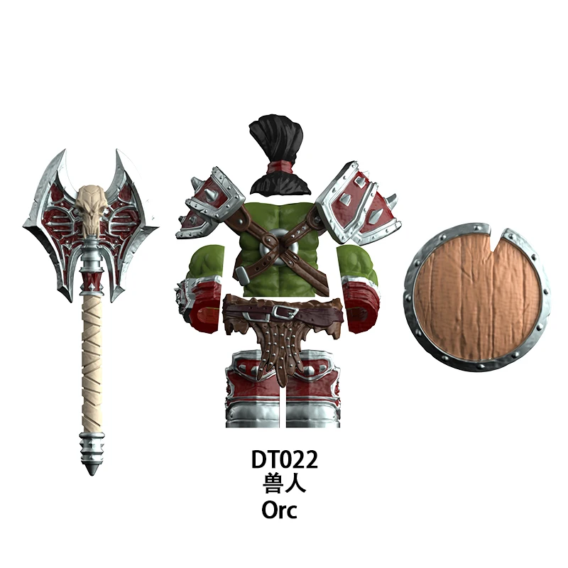 DT8905 chevalier médiéval Orc Warcraft Orc bouclier épée Mini figurine bloc de construction accessoires jouet bloc de construction jouets