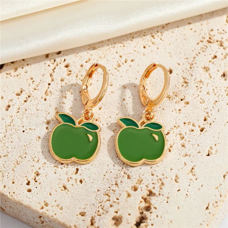 Dinosaur Strawberry Animal Fruit Hoop Earrings For Women Gift Jewelry Trendy Apple Banana Avocado Food Circle Earring E783