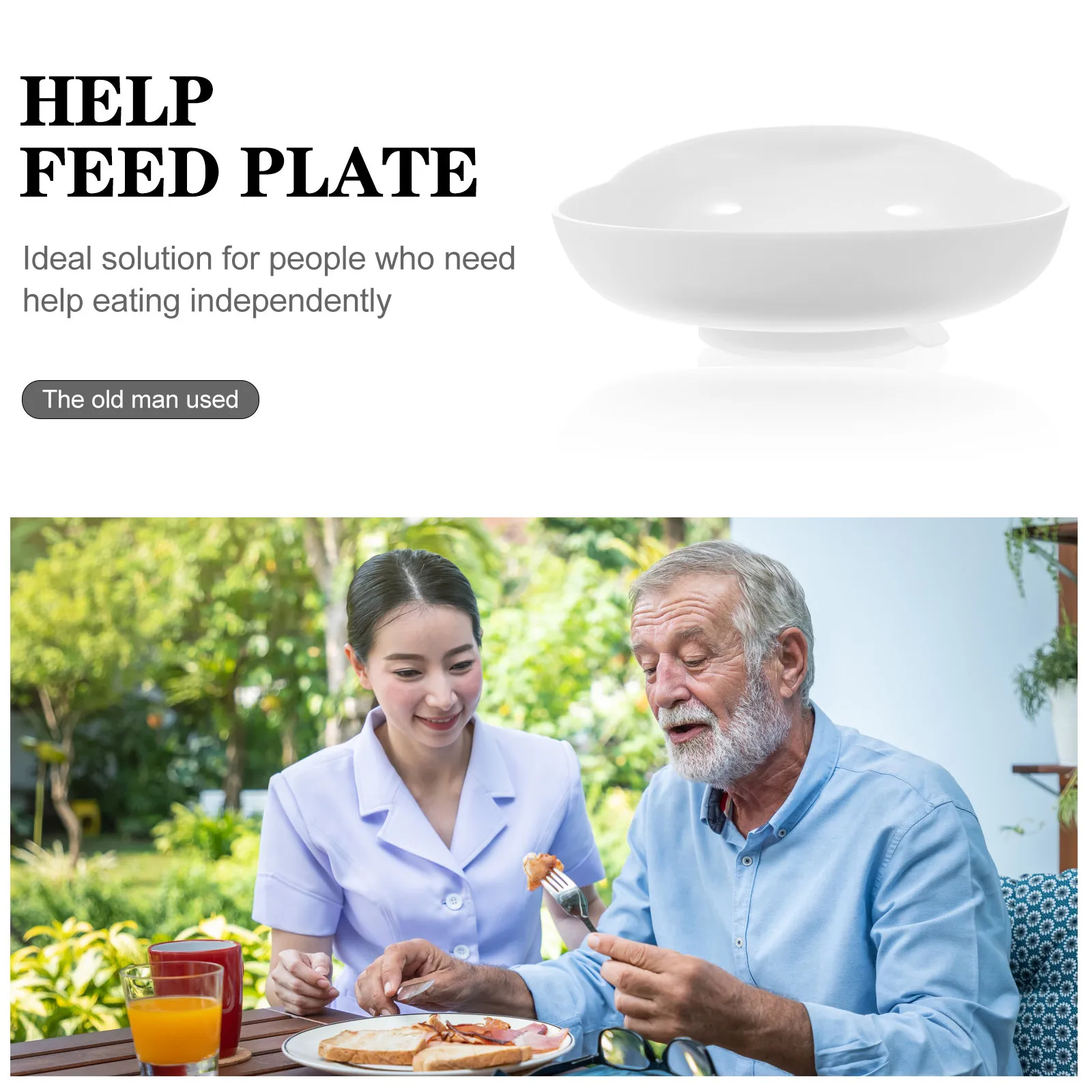 Silicone Suction Base For Elderly Lightweight Sprinkle Proof Self-Feeding Dining Senior Tableware Scoop Bowl With Suction Cup