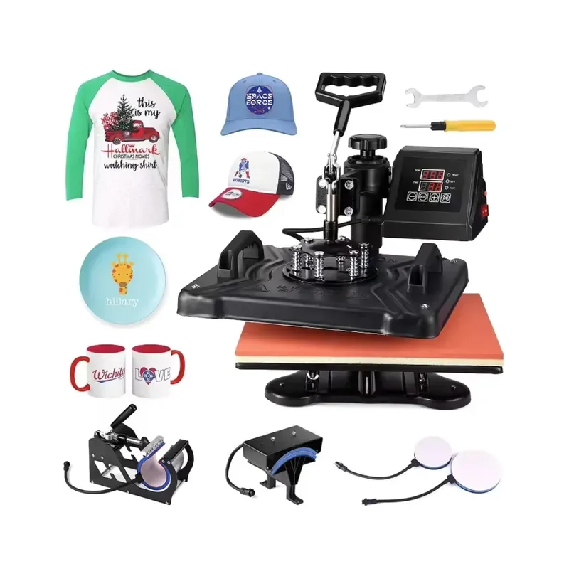 STROVAN 5 in 1 Swing Awying Combo Heat Press Machine T-shirt Mug Hat Plate Heat Transfer Sublimation Multi-function Print