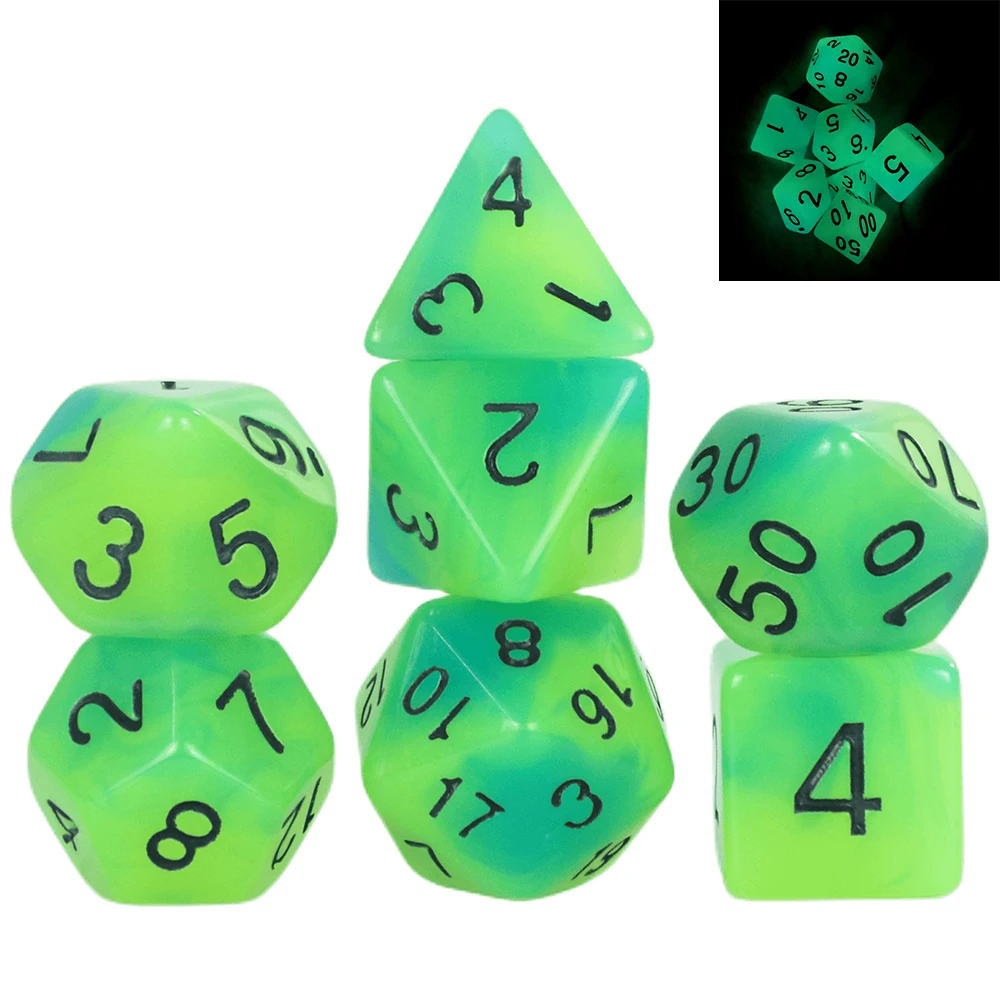 

Glow In Dark Dice 7pcs Polyhedral Dice for DND Tabletop Game Friend Gatherings & Family Fun