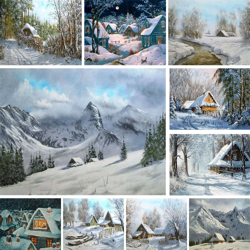 Landscape Ice-cold Winter Cross Stitch Complete Kit DIY Embroidery Handicraft Handiwork Painting Sewing Mulina Wholesale Package