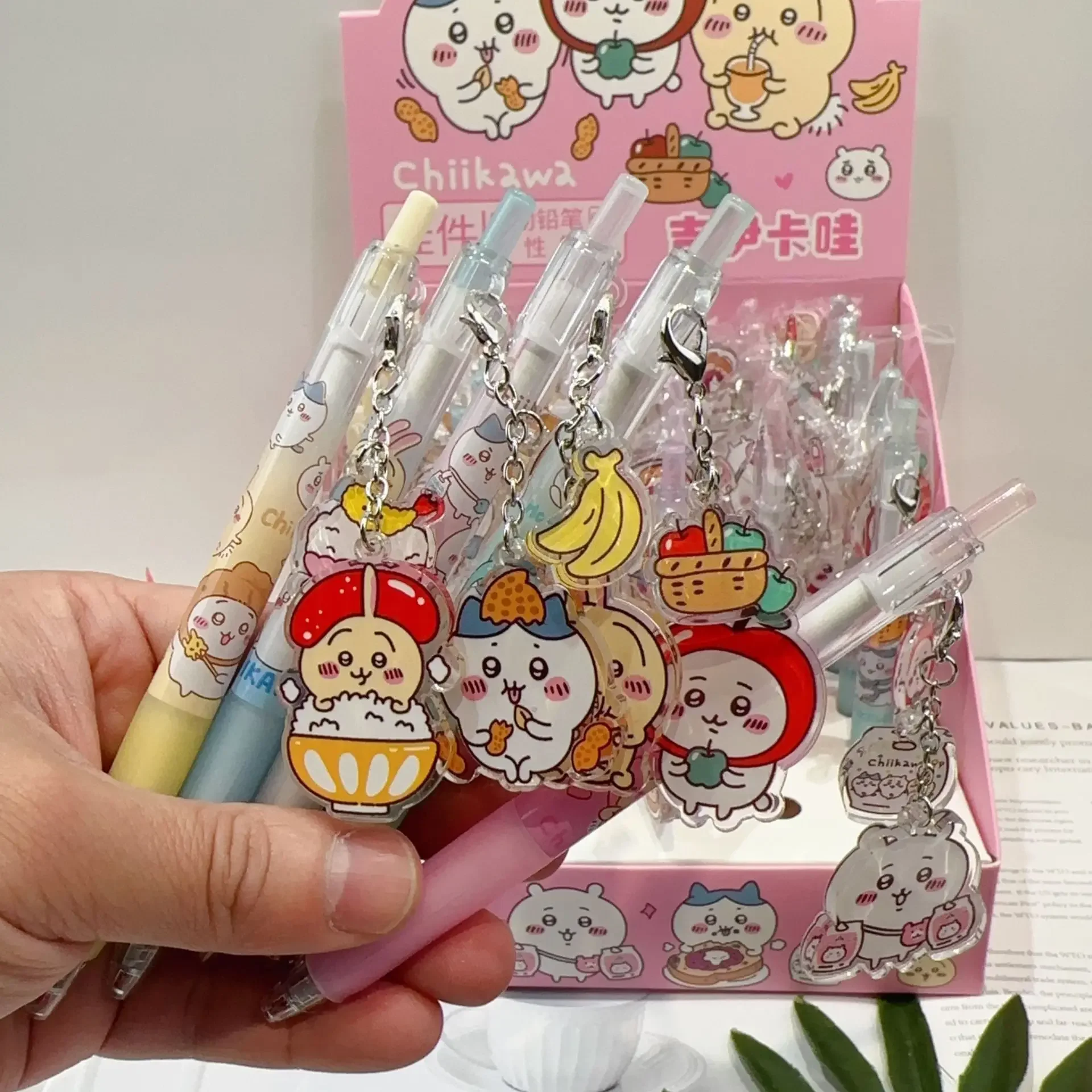 6Pcs/Set Cute Pendant 0.5 Mm Gel Pens Refill Nib Ballpoint for Girls Writing Anime ちいかわ ハチワ School Supplies Stationery