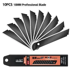 10PCS Carbon Steel Replace Utility Knife Blade 100mm*18mm*5mm Thick Black DIY Tool Carving Blades For Student Office Stationery