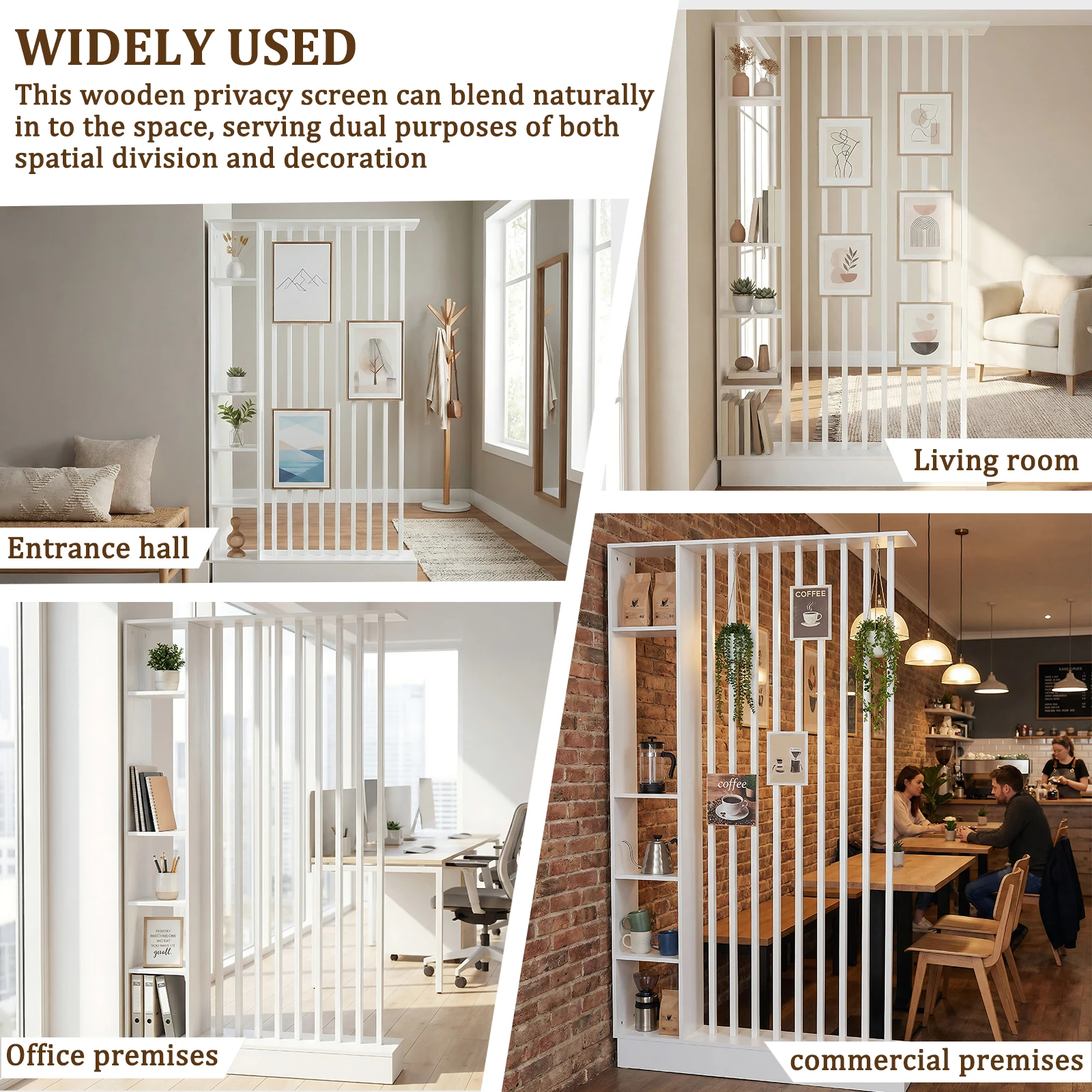 

Напольная перегородка-ширма с полками для хранения, полупрозрачный экран-шкаф для спальни, домашнего офиса, чайной комнаты, декоративный элемент