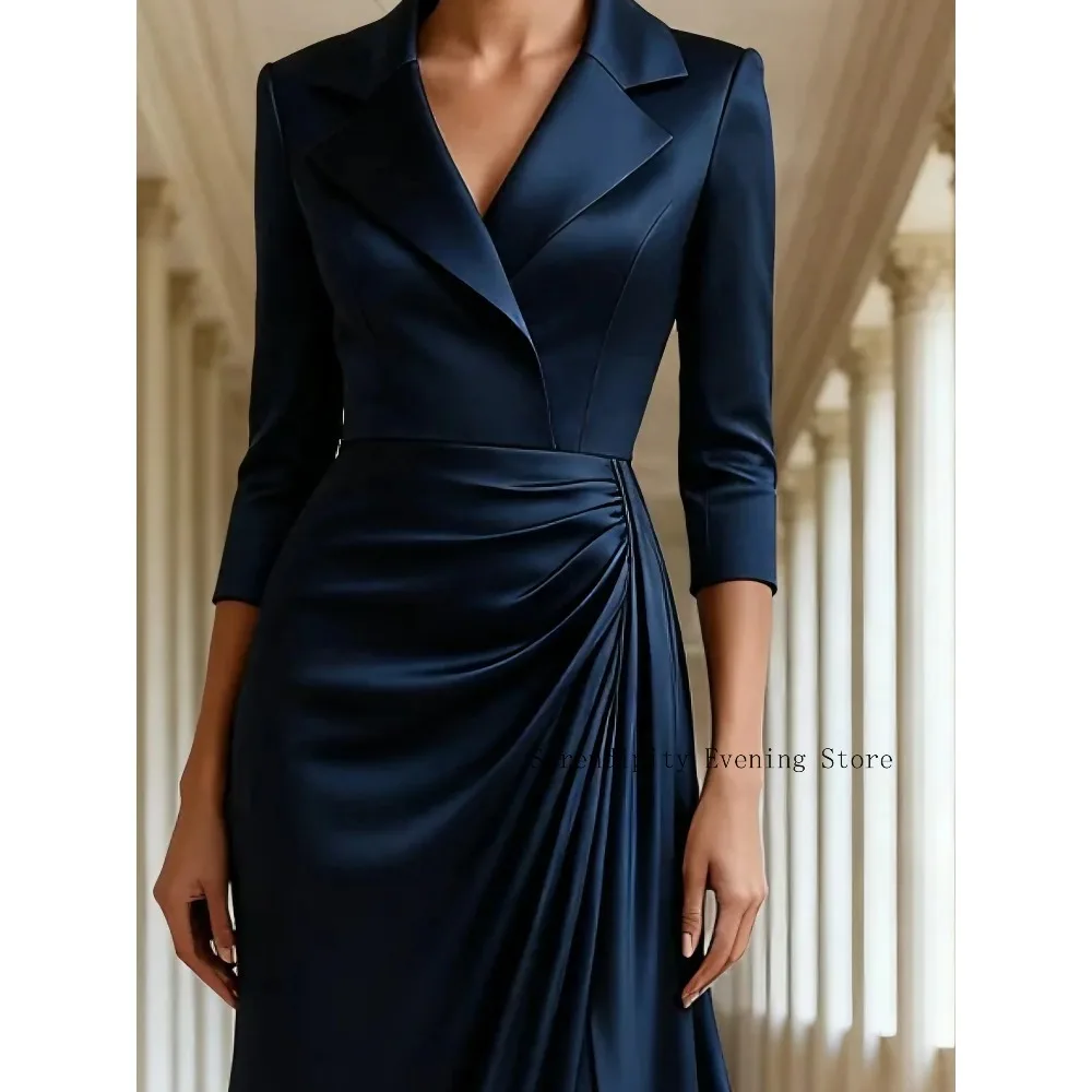 Customized Mermaid Mother of Birde Dresses 2026 for Weddings Women V-Neck Elegant Evening Dress Pleated Ruched Formal Party Gown image 3