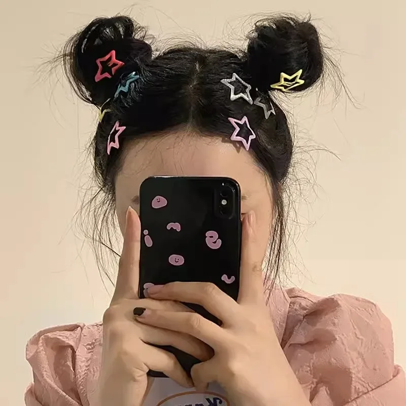 Y2K Style Dopamine Colorful Pentagram Hairpin Star Sweet Cool Cute Versatile Hair Clips for Girls Korean Hair Accessories