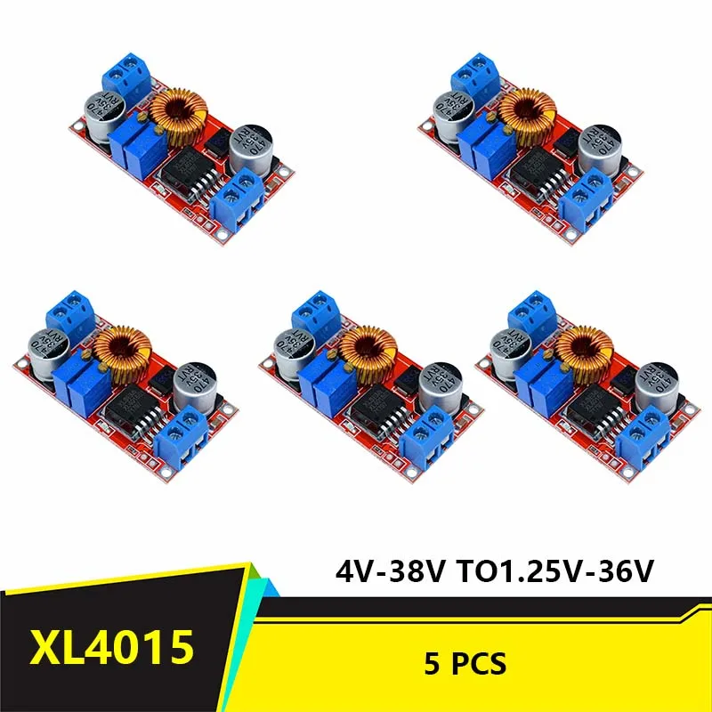 1 Uds XL4015 5A convertidor de DC-DC 4-38V a 1,25-36V módulo reductor ajustable con disipador de calor módulo reductor XL4015 4 ~ 38v