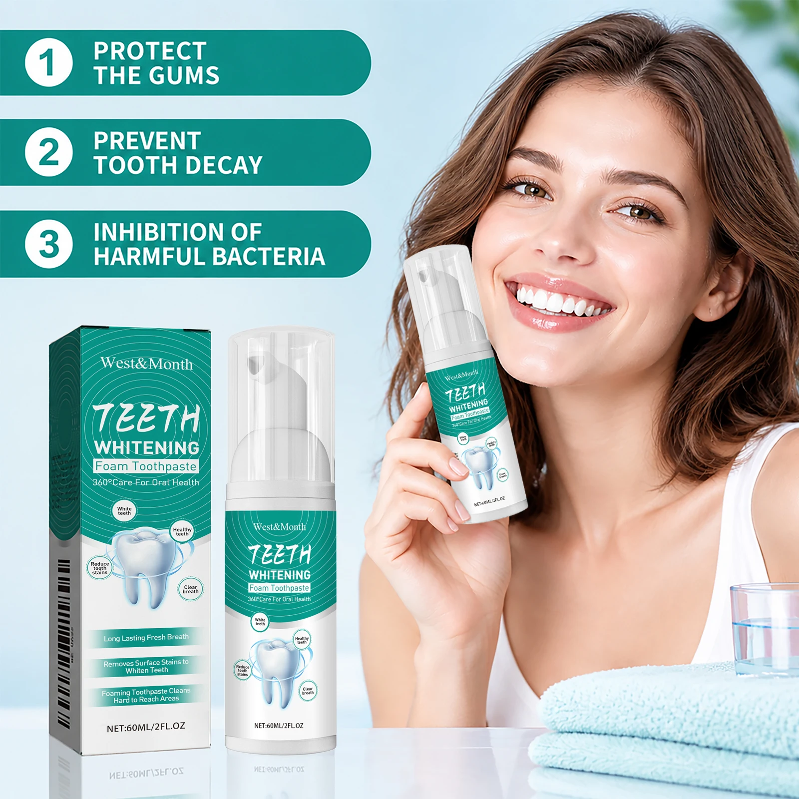 Oralhoe Whitening Foam Toothpaste Powerful Clean Without Sensitivity Effective Prevent Cavities Plaque Gentle Oral Care Mousse