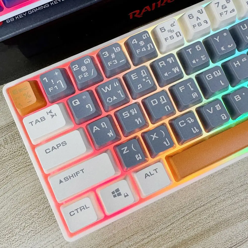 New 68 Keys RAIKU K68 Keyboard Thai Keys Blue Switch Gaming Mechanical Keyboard Backlight Luminous Wired Keyboard Game