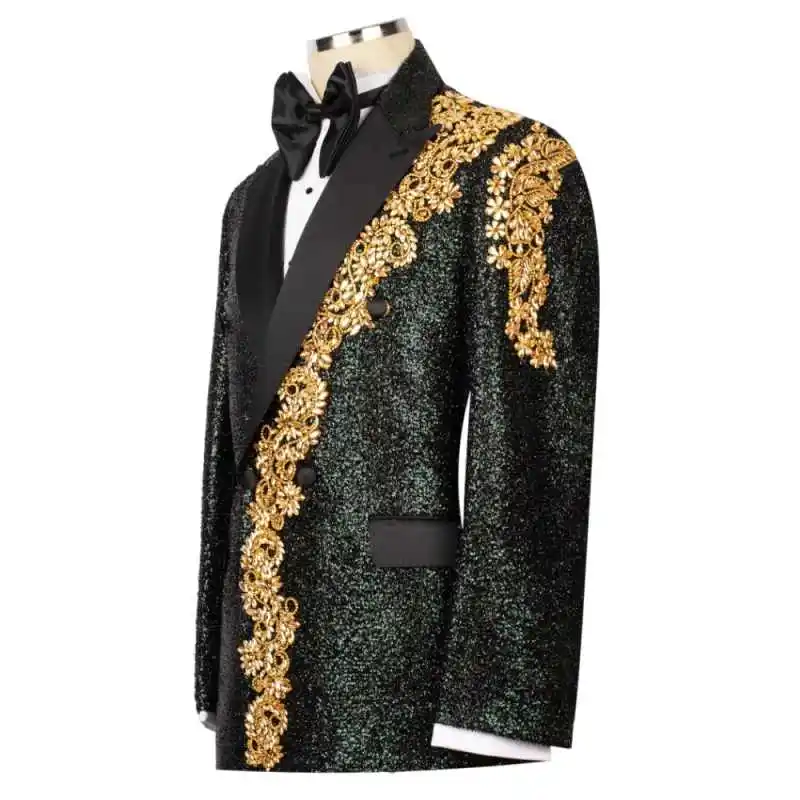 Traje de Hombre Elegante para Fiesta, Traje de 2 Piezas, Chaqueta y Pantalones, Traje de Boda a Medida, Esmoquin de Cristal, Ropa Formal para Ocasiones Especiales, Talla Personalizada