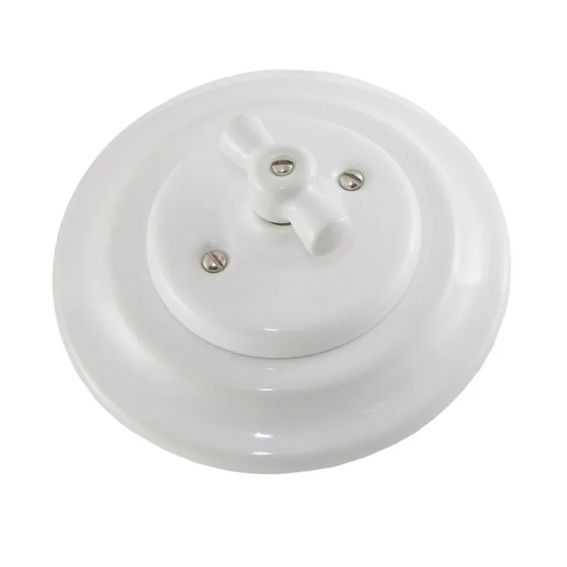 Vintage European Flush Mount Ceramic Rotary Switch Wall Socket Base Frame Retro Porcelain Plate Accessories for Hotel Home Decor