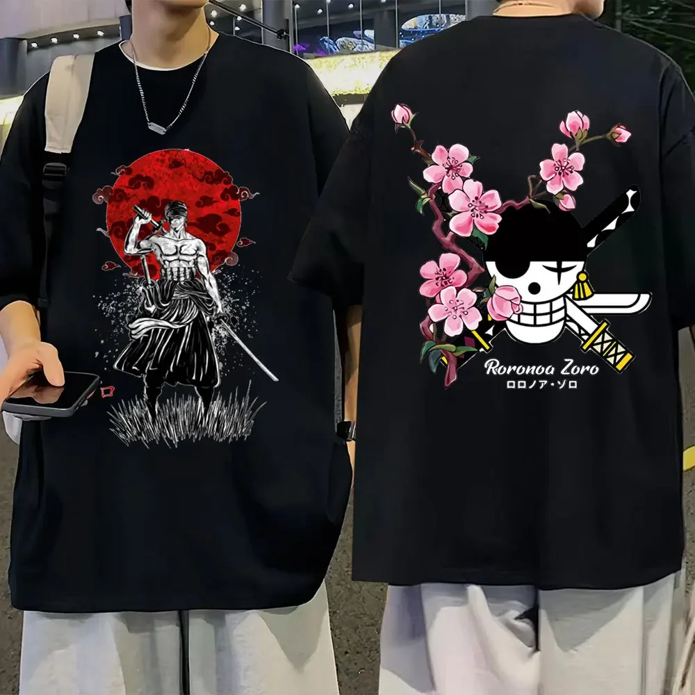 ONE PIECE T Shirts for Men Japanese Anime Three Brothers Portgas D Ace Print Harajuku Manga Men's Women's Casual Cotton T Shirt