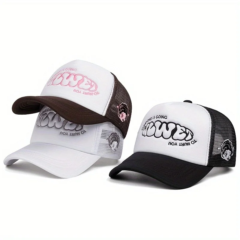 

1PC net cap, cartoon printed sponge mesh cap, outdoor sunshade breathable cap, boys' and girls' ball cap