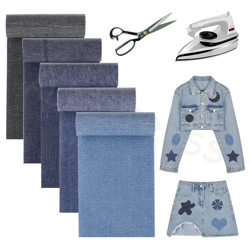 For Jeans Jackets Pants Stickers DIY Applique Badge Wholesale Clothes Repair Iron On Denim Clothing Patches Rectangle Big Patch