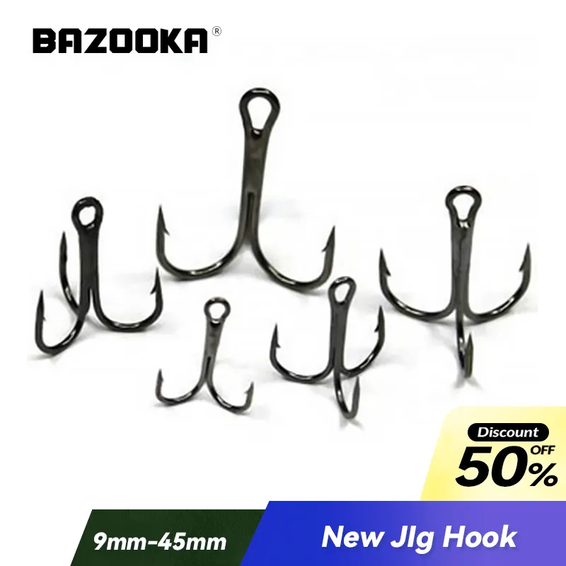 

10Pcs Bazooka Three Hooks Lure anchor fish sea ​​Three claw anchor silver Black Fishing Lure Plating barbed High-carbon steel