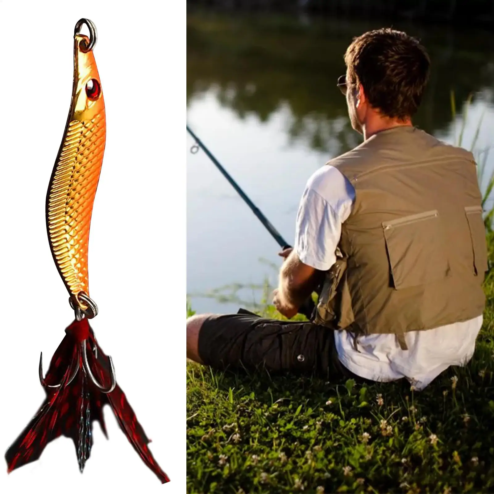 

Приманки для ловли окуня, 5-компонентные металлические блесны, светоотражающие приманки для окуня с блестками для озера, реки, соленой воды, пресной воды, мужчин