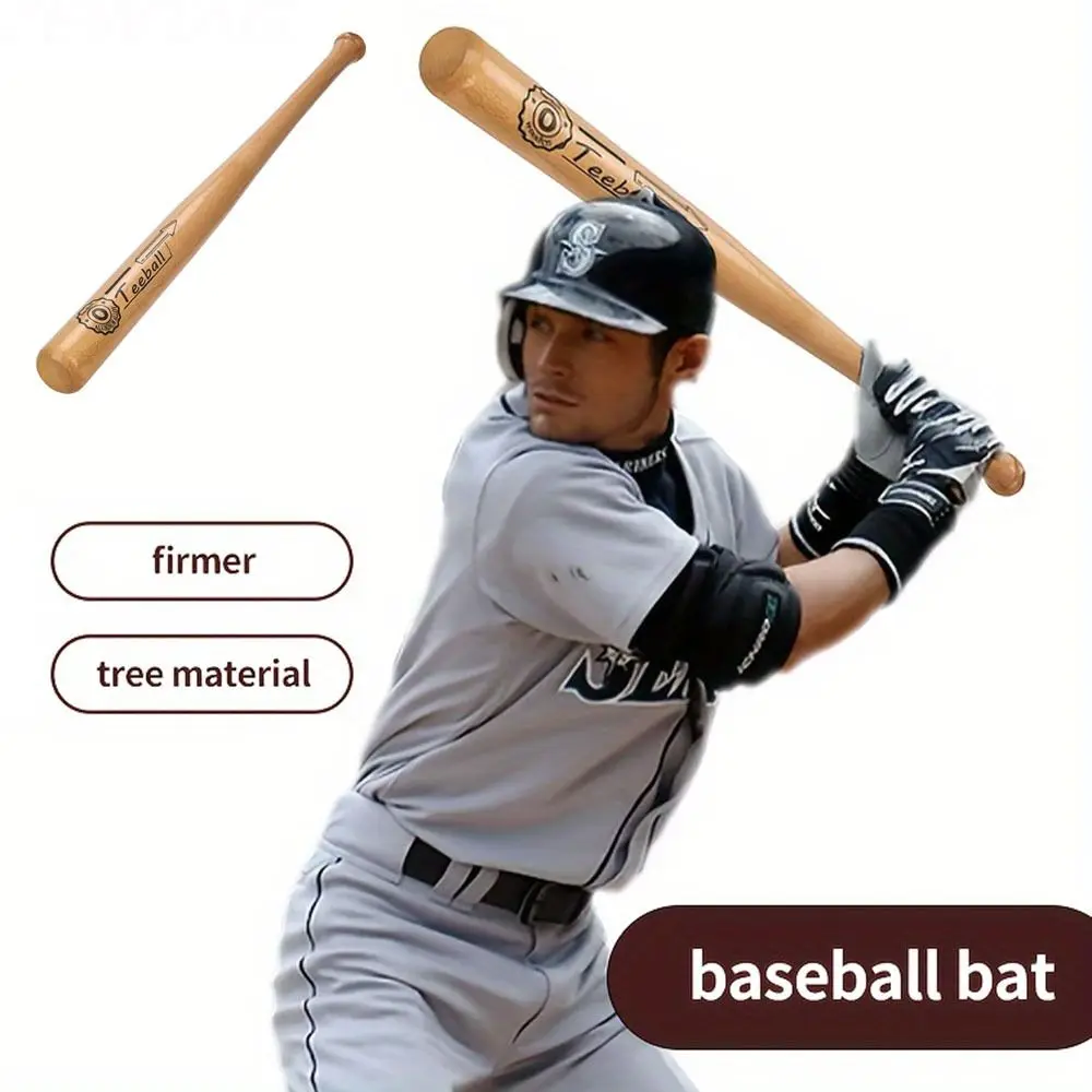 54cm Baseball Bat for Children Solid Wood Shock Absorbing Durable Softball Stick Kids Baseball Training Competition Accessory