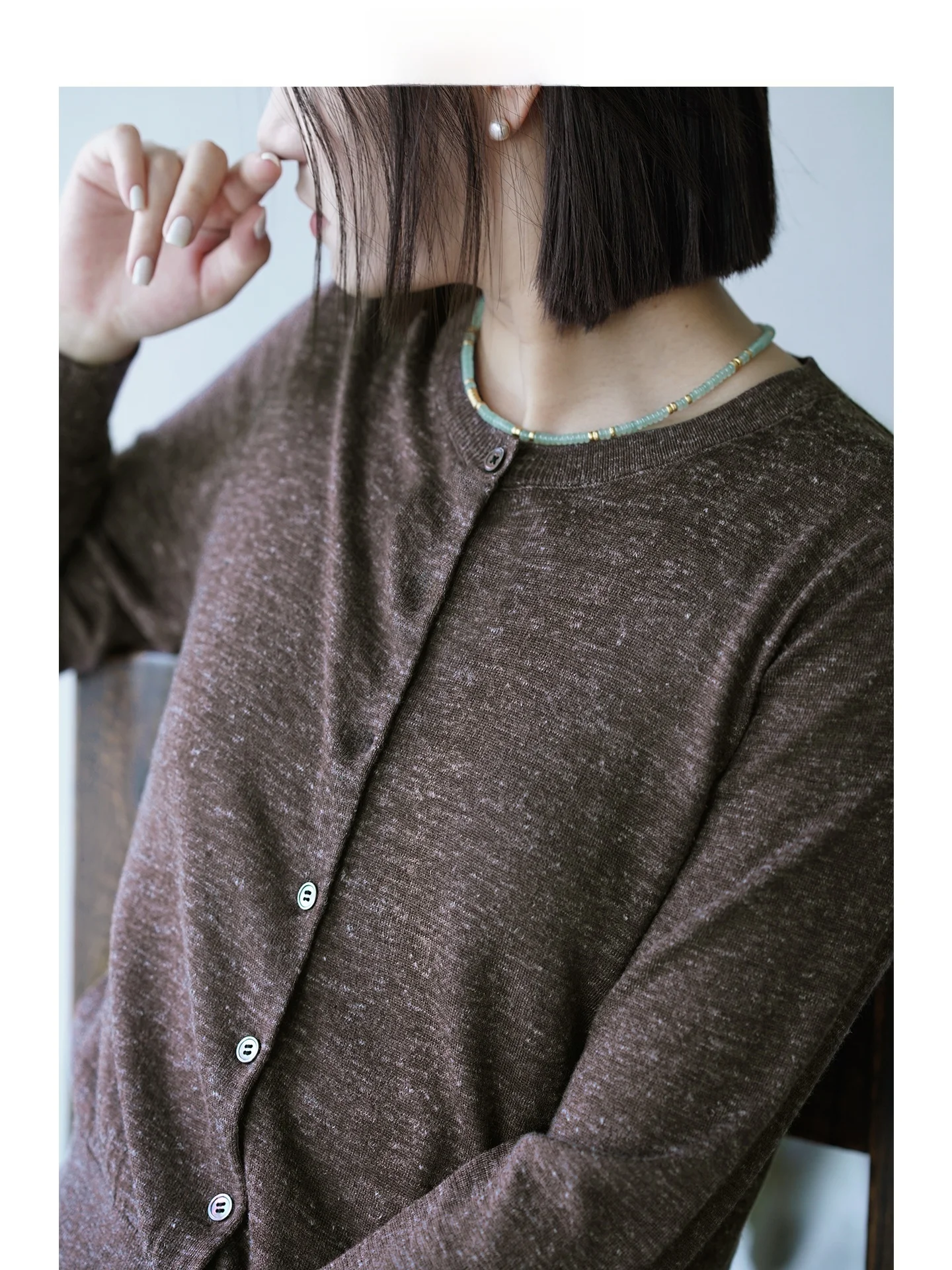 

Ti Ultrine Silk Wool Han Han Hemp Knitted Sweater Spring Comfortable Bare Sensation Long Sve round Ne Regular Fit