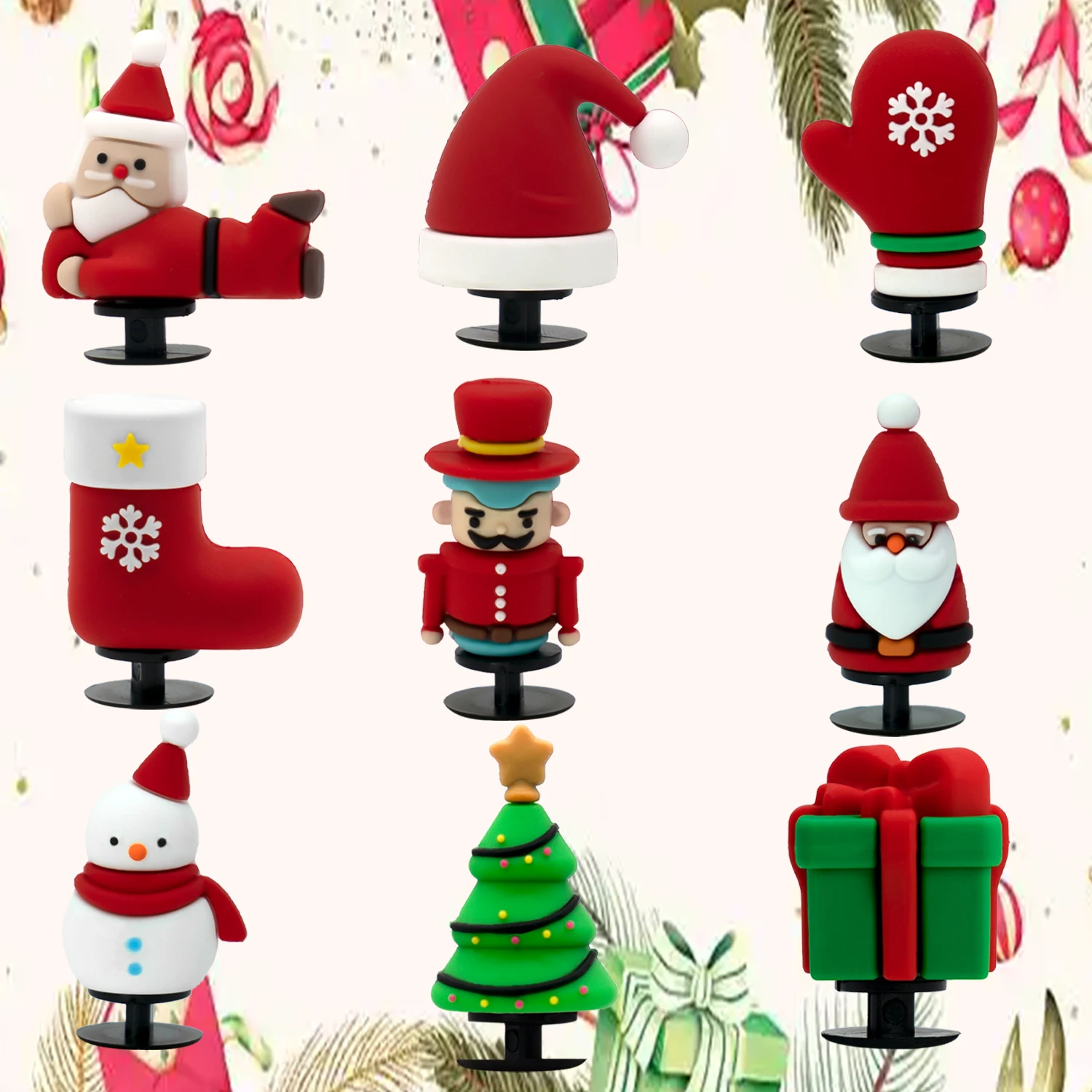

1/2/9pcs 3D Christmas Shoe Decoration Charms Santa Claus Snowman Shoe Accessories for Sandals Hat Socks Fits All Clogs Kids Gift