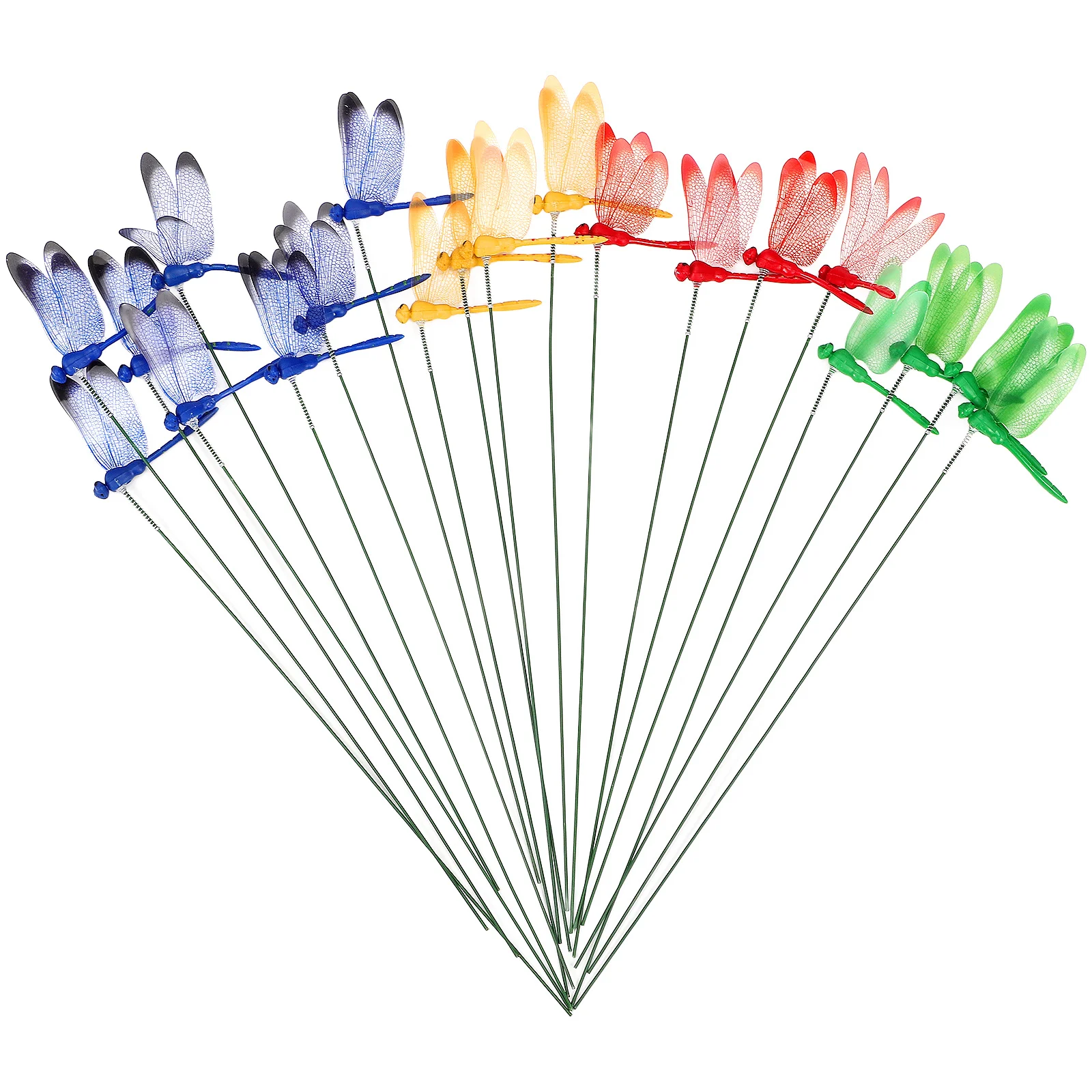 

16Pcs Simulation Dragonfly Garden Decor Vivid Realistic Spring Connection Stakes Yard Lawn Pot Plants Decoration